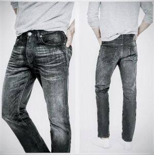 Express Slim Straight Conscious Edit Mens Jeans, 34x30, Black Faded